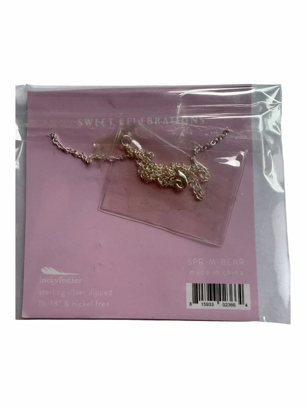 Lucky Feather Amazing Mom Mama Bear Sterling Silver Dipped Necklace NWT Gift